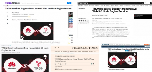 海外知名媒體聚焦 華為云Web3.0節點引擎服務國際站首批支持波場TRON網絡